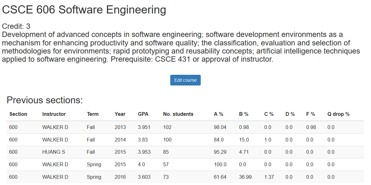 Course page